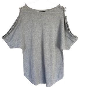 Lane Bryant Gray Cutout Sleeve Knit Top Size 18-20